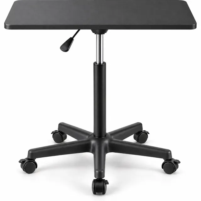 Levano Bijzettafel Zwart - Laptoptafel op Wielen - Bedtafel Verrijdbaar - Bijzettafeltjes Woonkamer - Laptoptafeltje voor Bank - Bedtafeltje met Wielen - Verstelbare Tafel - Mobiele Tafel - Bureautafel - Hoogte Verstelbaar - Kantoortafel