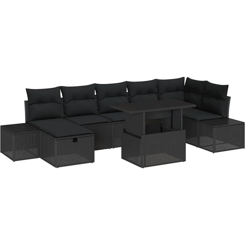 vidaXL Tuin Sofa Set 8 st Zwart poly rattan