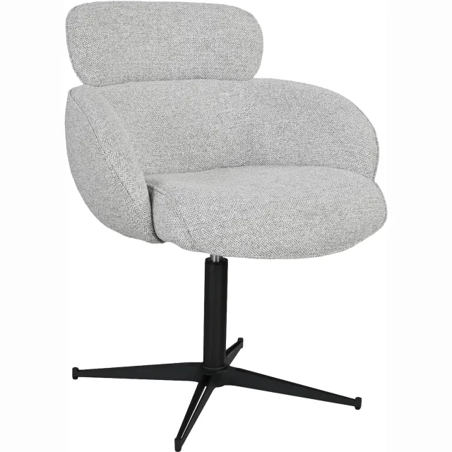 Goossens Eetkamerstoel Suus beige stof verstelbaar graden draaibaar met armleuning, modern design gemeleerd grof geweven beige