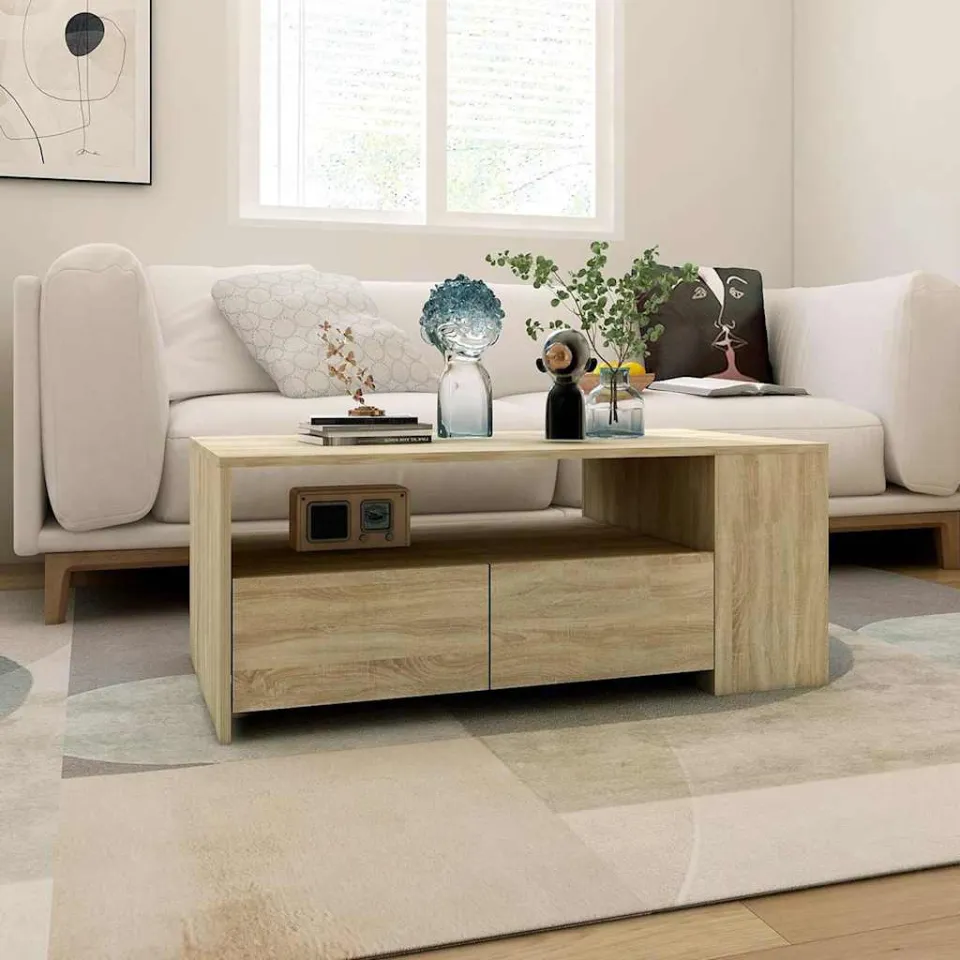 vidaXL Salontafel 102x55x42 cm bewerkt hout sonoma eikenkleurig, foto 3