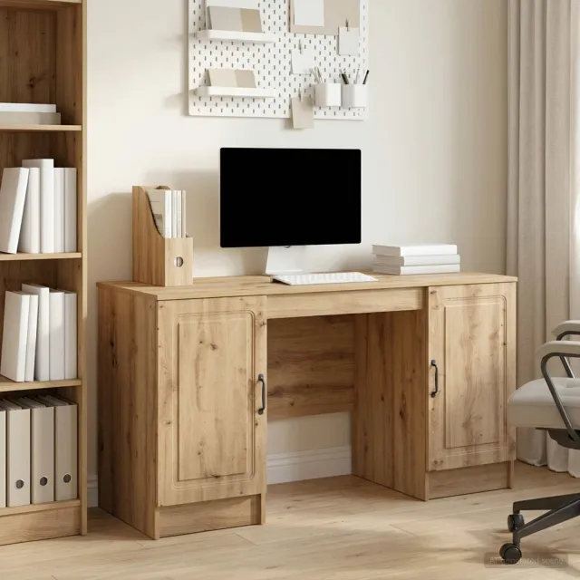 vidaXL Bureau Artisanaal eiken 142,5 x 50 x 75 cm Bewerkt hout Bruin