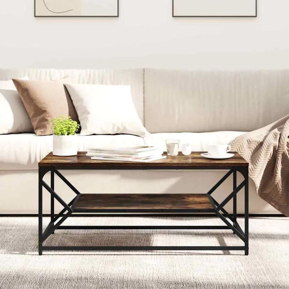 vidaXL Salontafel Gerookt eiken 90 x 50 x 40 cm, foto 4