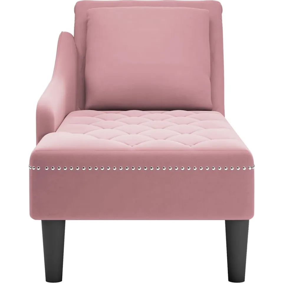 vidaXL Chaise longue met kussen en rechterarmleuning fluweel roze