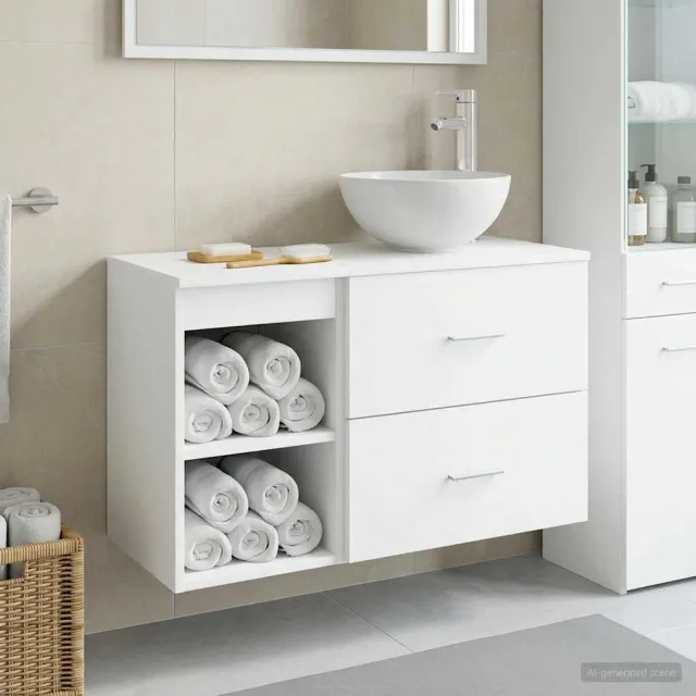 vidaXL Badkamerkastenset 2 st Wit 79,5 x 41 x 80 cm Bewerkt hout, foto 2