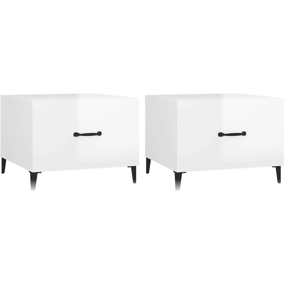 vidaXL Salontafels 2 st met metalen poten 50x50x40 cm hoogglans wit