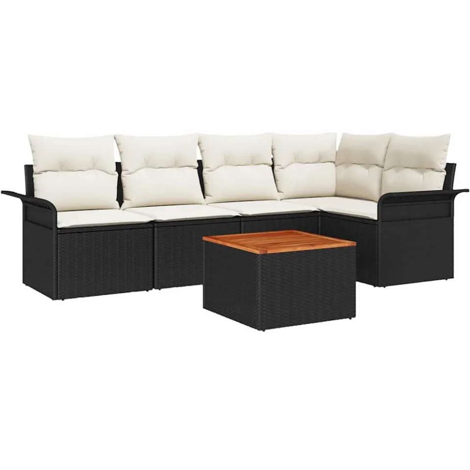vidaXL Tuinbankenset 6 st Zwart poly rattan