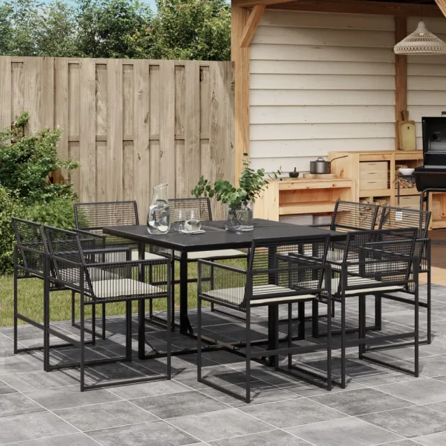 vidaXL 9-delige Tuinset poly rattan zwart, foto 2