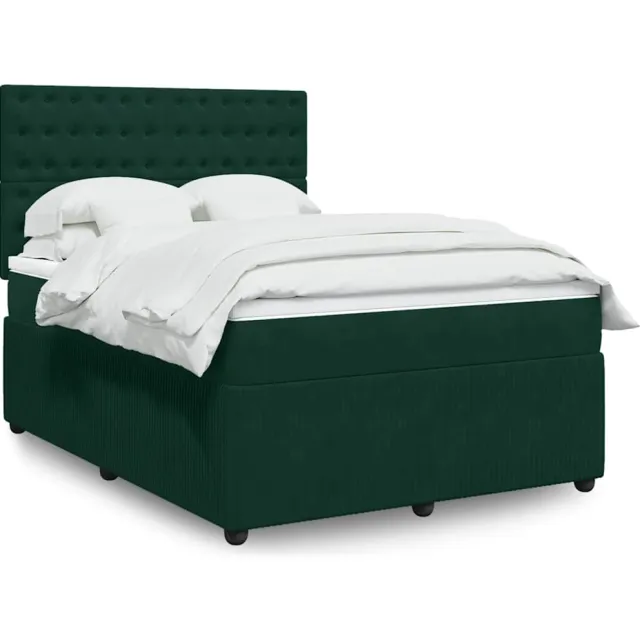 vidaXL Boxspring met matras fluweel donkergroen 140x190 cm groen