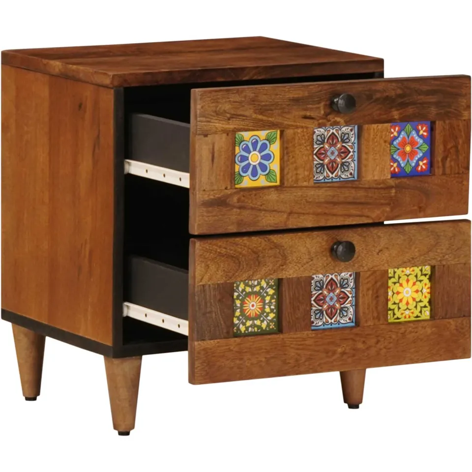 vidaXL Nachtkastje Bruin 40 x 33 x 46 cm Massief Mango Hout