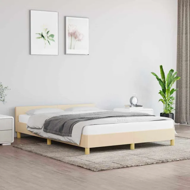 vidaXL Bedframe zonder matras stof crèmekleurig 140x200 cm