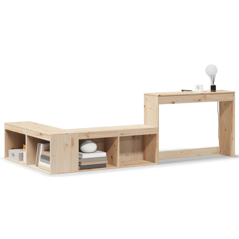 vidaXL Nachtkastje met bureau 232x122x75 cm massief grenenhout bruin, foto 3