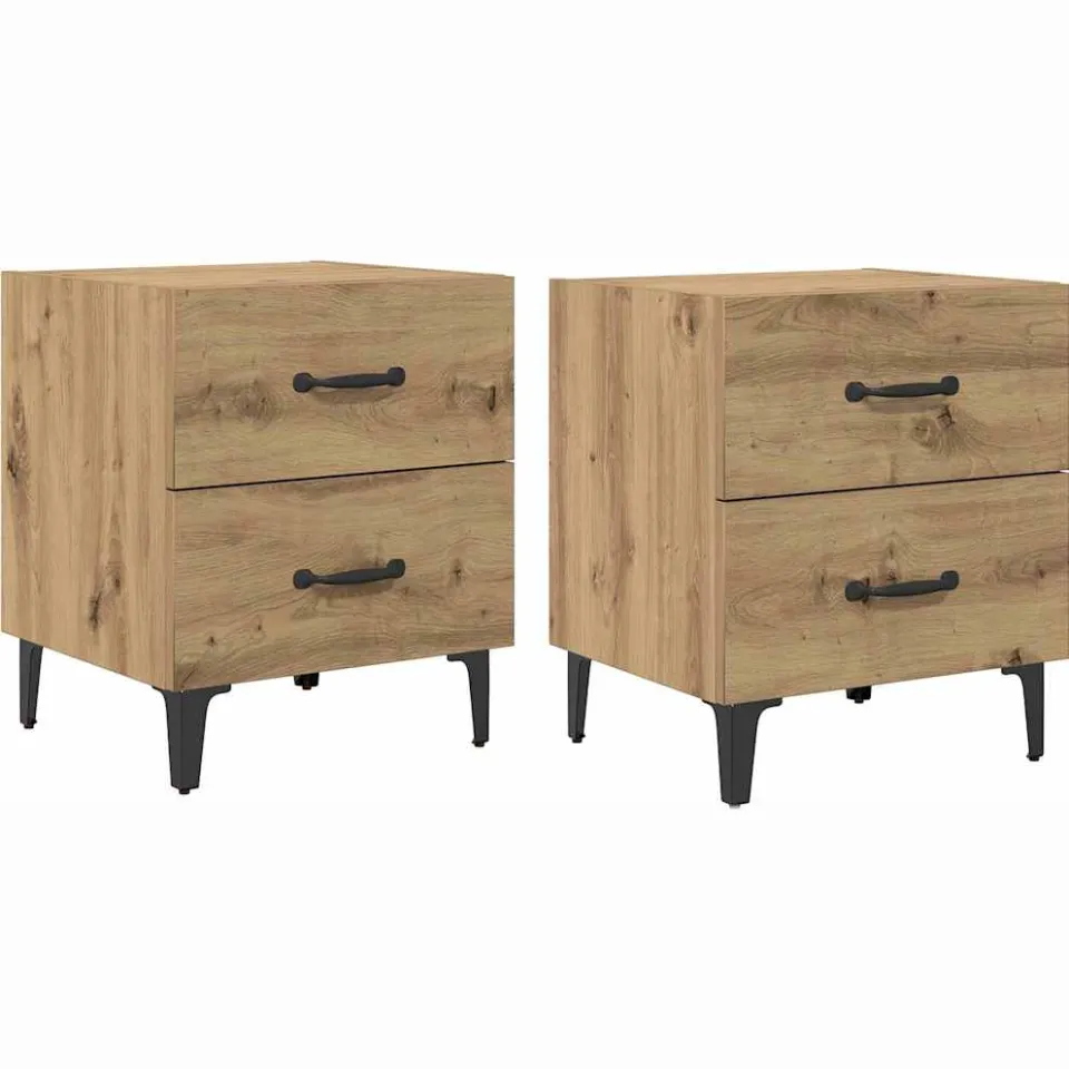 vidaXL Bed kast 2 st Artisan Eiken 40 x 35 x 47,5 cm Bewerkt hout, foto 3