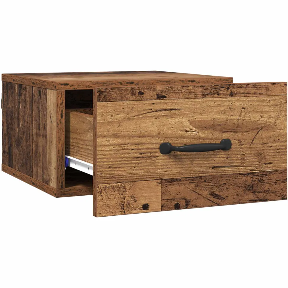 vidaXL Nachtkastje Oud Hout 35 x 35 x 20 cm Bewerkt hout bruin, foto 4
