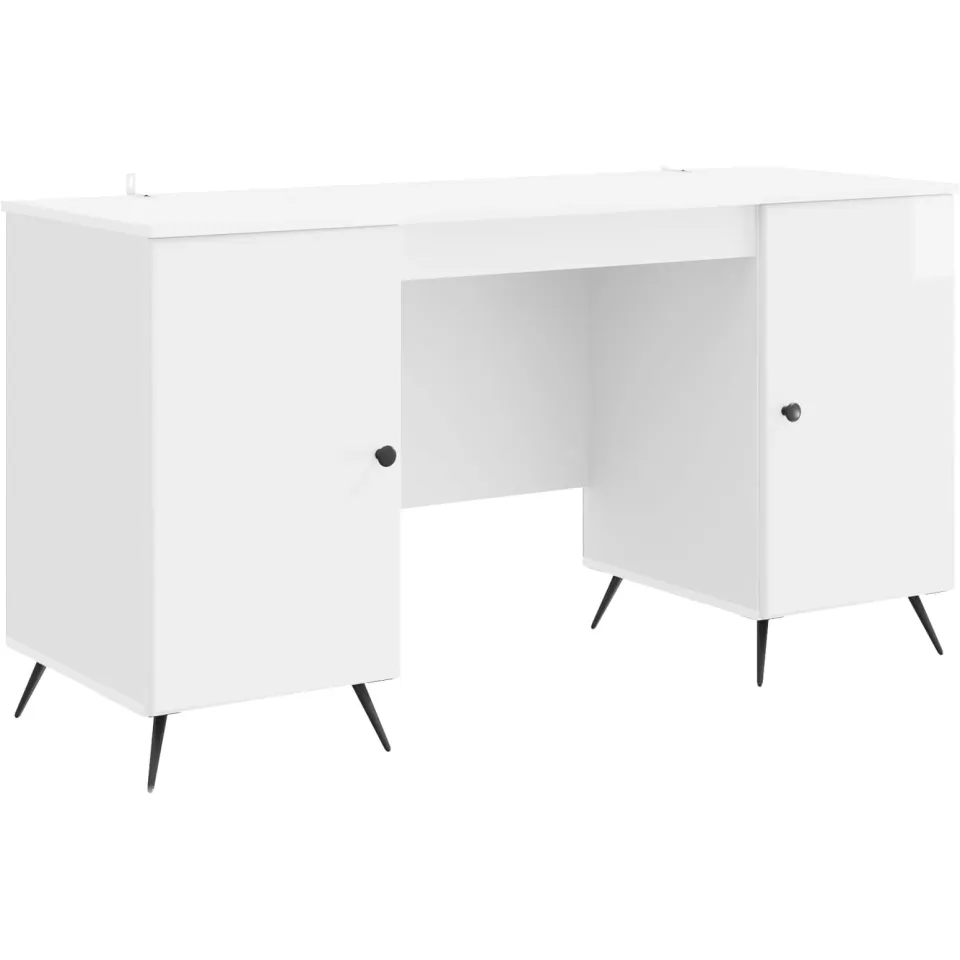 vidaXL Bureau Hoogglans Wit 142,5 x 50 x 75 cm Bewerkt hout, foto 3