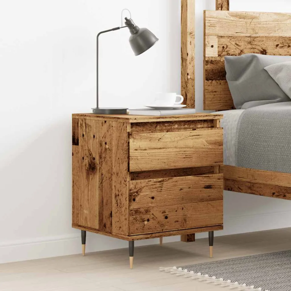 vidaXL Nachtkastje 40x35x50 cm bewerkt hout oud houtkleurig bruin, foto 2