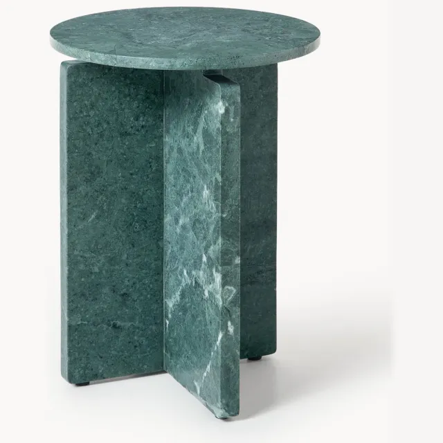 Westwing Collection Ronde bijzettafel Marisa van marmer Groen