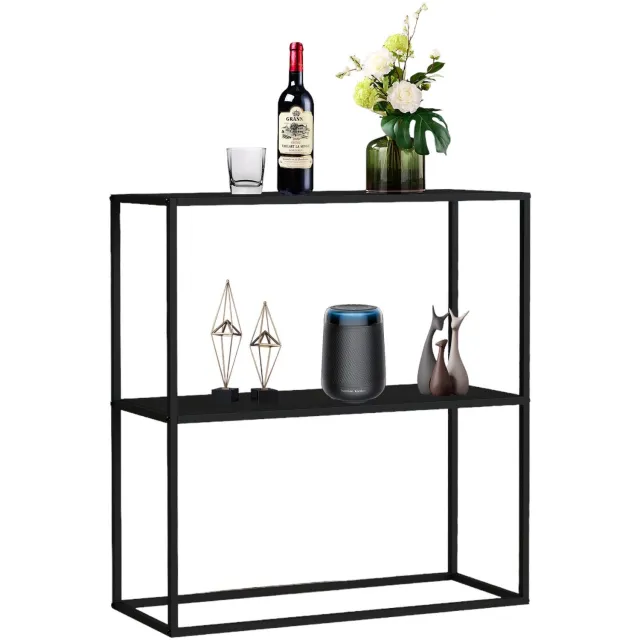 ‎DanDiBo DanDiBo Consoletafel smal - 2 niveaus - Zwart metaal - 80 x 80 cm
