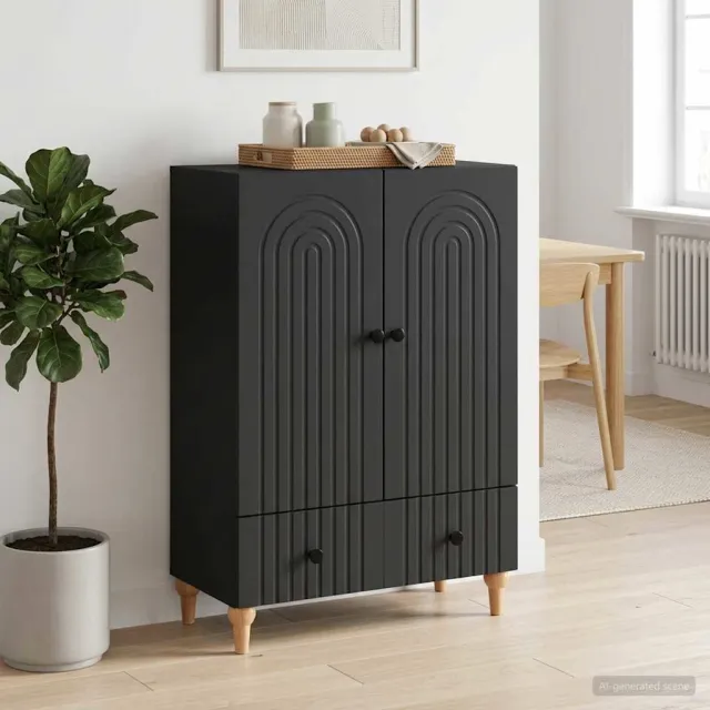 vidaXL Dressoir Zwart 66 x 34,5 x 95 cm Bewerkt hout, foto 2