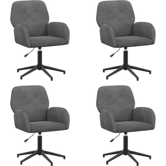 vidaXL Draaibureau - stoelen - 4 - st - fluweel - 54 - x - 55 - x - 90 - cm - Donkergrijs