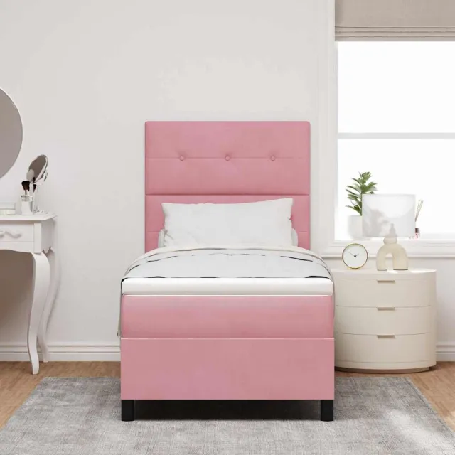 vidaXL LED Box Spring Bed met hoofdeinde Roze 80 x 200 cm Fluweel