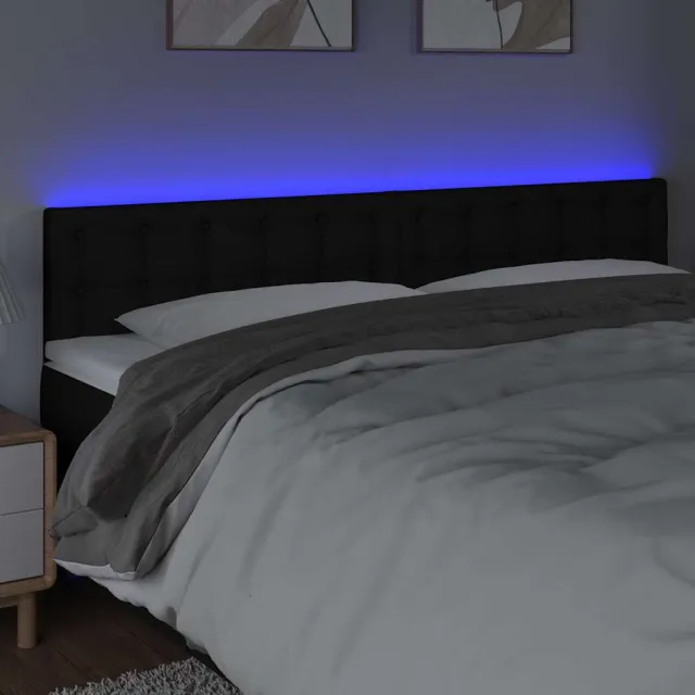 vidaXL Hoofdbord LED 200x5x78/88 cm stof zwart