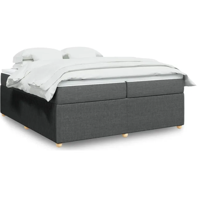 vidaXL Boxspring met matras stof donkergrijs 200x200 cm grijs
