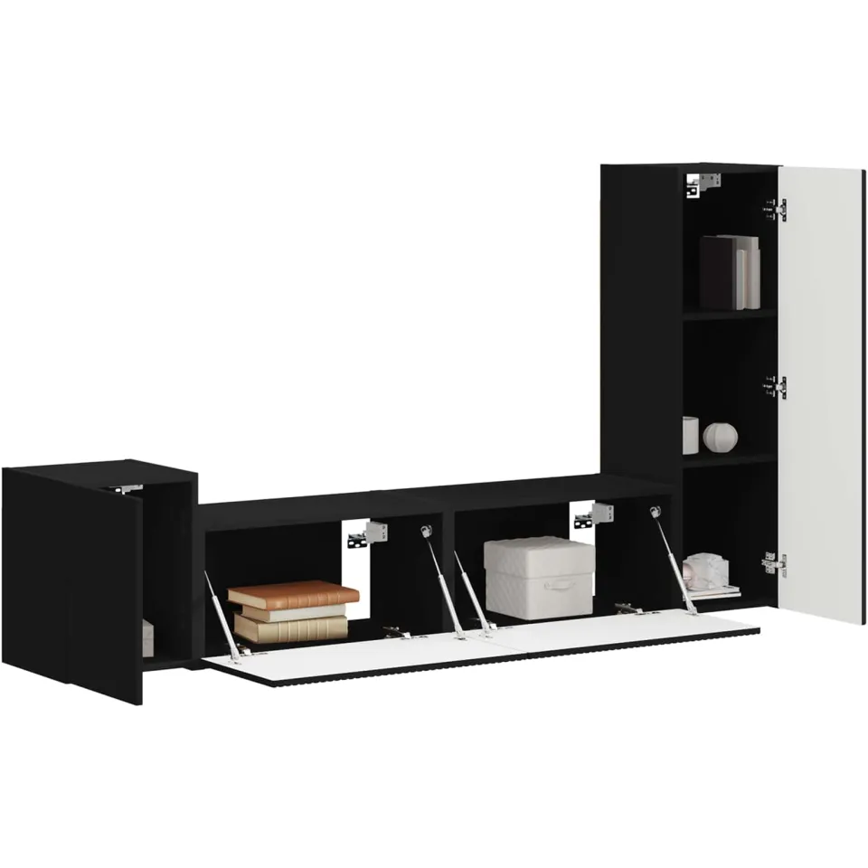 vidaXL Tv-meubelset 4 st 30 x 31 x 100 cm Zwart