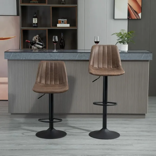 MODENUIT Barkruk 43 x 46,5 x 89-110 cm - Set Van 2 - Verstelbaar - Voor Keuken - Stof Bruin