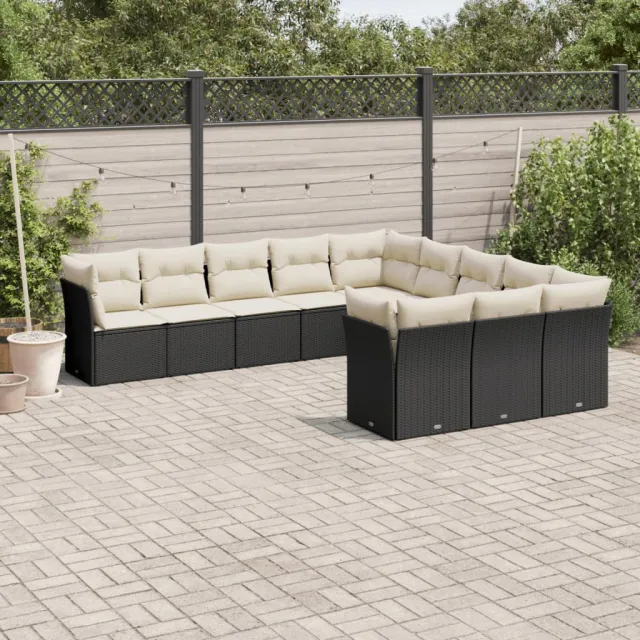 vidaXL 11-delige Loungeset met kussens poly rattan zwart, foto 2