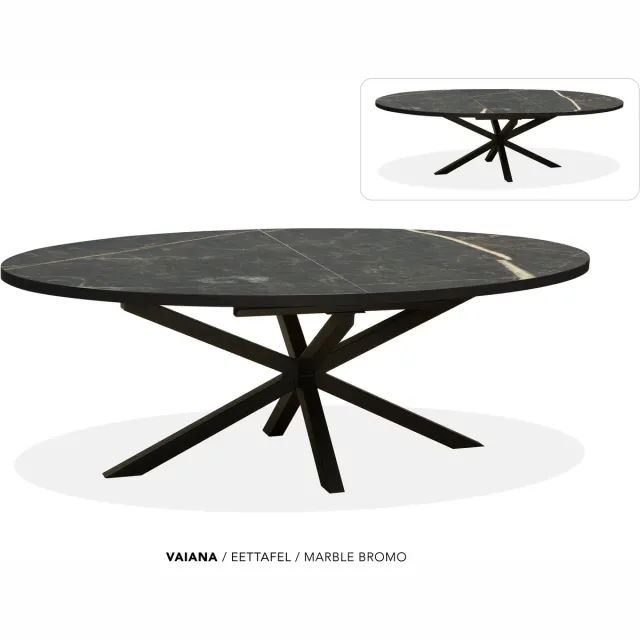 Maxfurn Ovale uitschuiftafel 180/240 | Zeer krasvast | Kleur: Marble Bromo