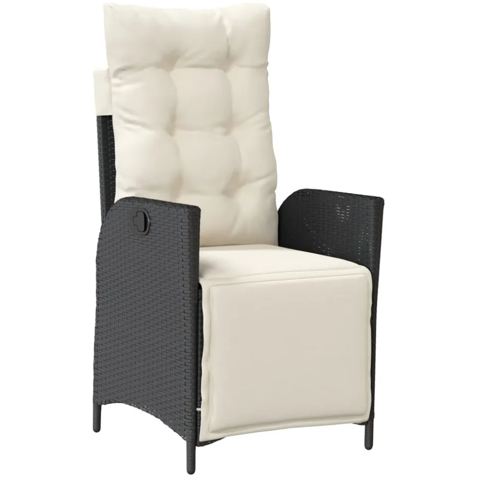 vidaXL 7-delige Tuinset met kussens poly rattan zwart, foto 3