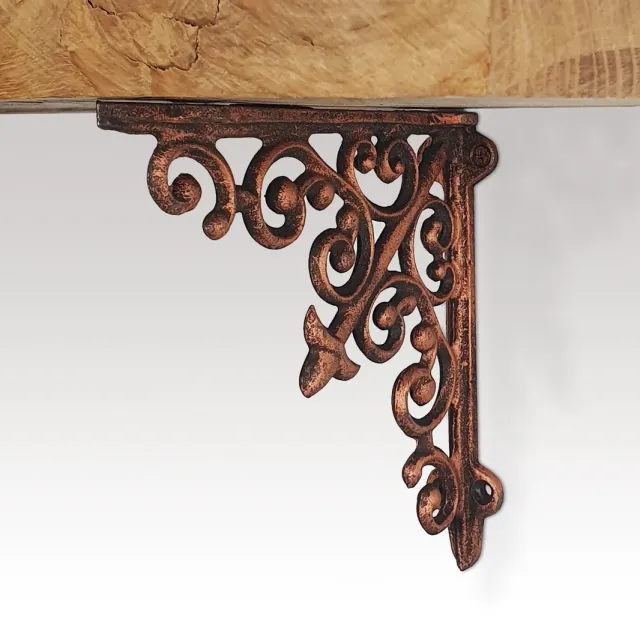Barnwoodweb Plankdragers Metaal Classic Red Bronze - 17x17 cm - Trendy Stoere Industriële Bronzen Planken Dragers- Stalen Schapdragers Bruin