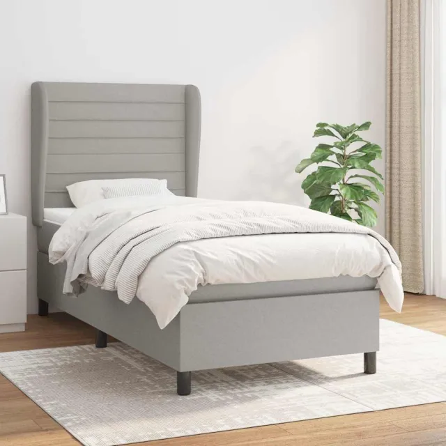 vidaXL Boxspring met matras stof lichtgrijs 90x190 cm grijs