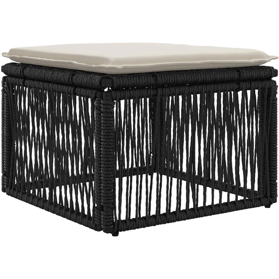 vidaXL Tuinbankenset 10 st 10-zits Zwart poly rattan, foto 4