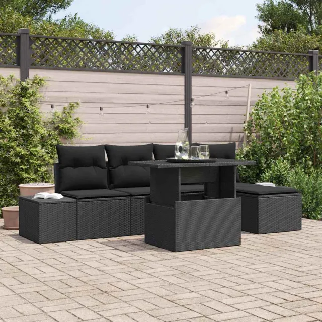 vidaXL Tuin Sofa Set 6 st Zwart poly rattan