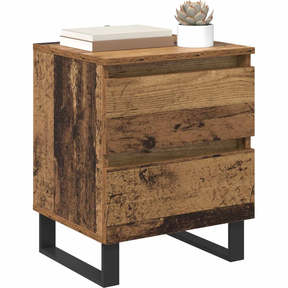 vidaXL Nachtkastje Oudhout 40 x 35 x 50 cm Bewerkt hout Bruin