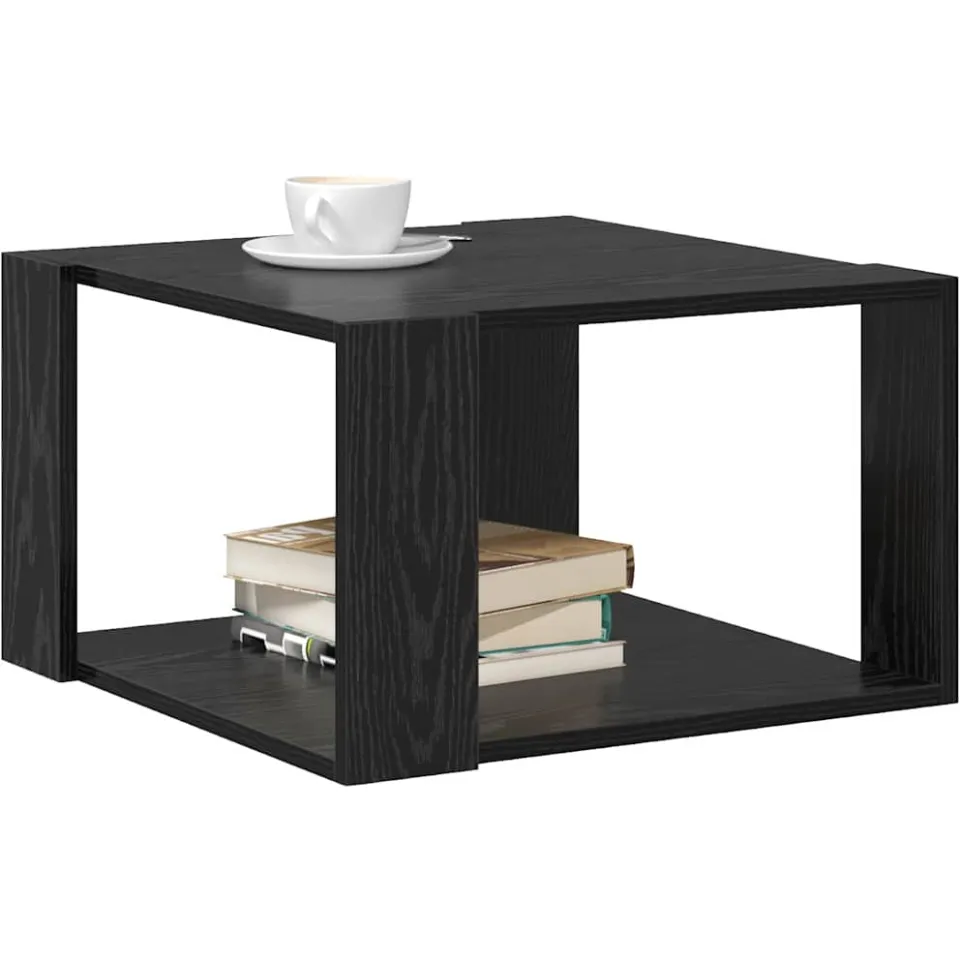 vidaXL Salontafel Zwart Eiken 51,5 x 51,5 x 30 cm Bewerkt hout