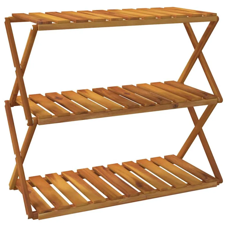 vidaXL Schappenkast inklapbaar 3-laags 70x31x63 cm acaciahout bruin, foto 4
