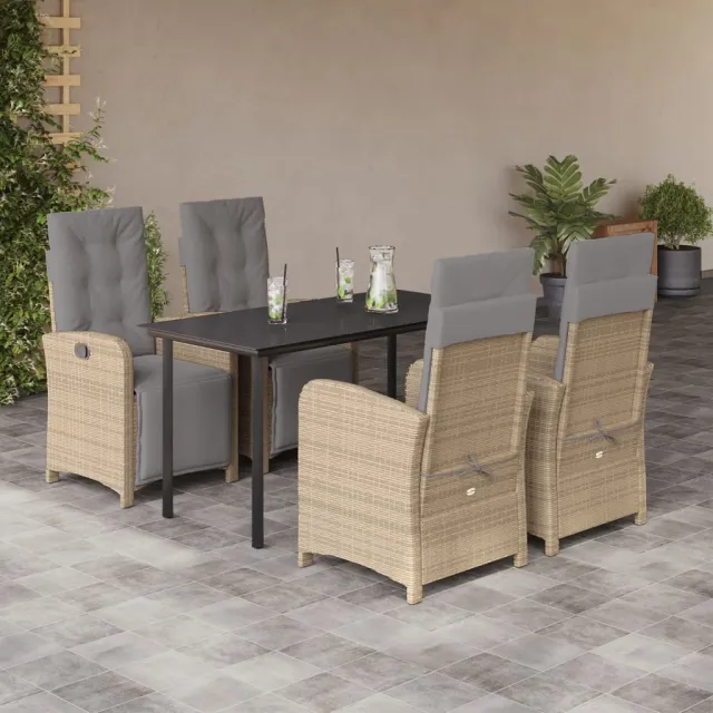 vidaXL 5-delige Tuinset met kussens poly rattan beige, foto 2