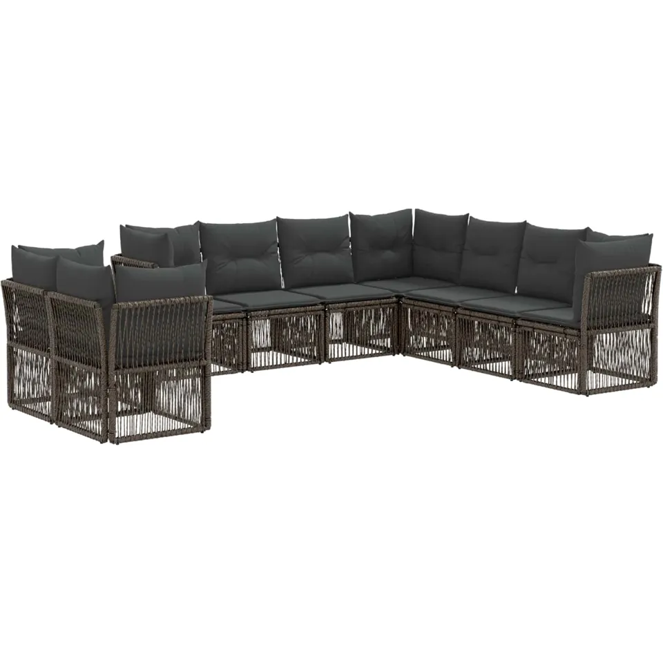 vidaXL Tuinbankenset 9 st 9-zits Grijs poly rattan, foto 3