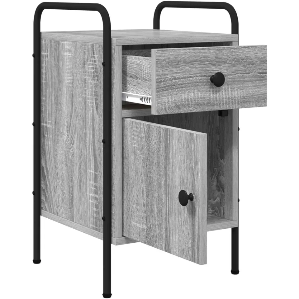 vidaXL Nachtkastje Grijs Sonoma 35 x 36,5 x 61 cm Bewerkt hout, foto 3