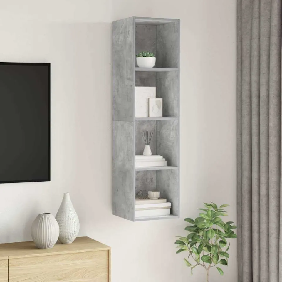 vidaXL Tv-wandmeubel 37x37x142,5 cm bewerkt hout betongrijs grijs, foto 4