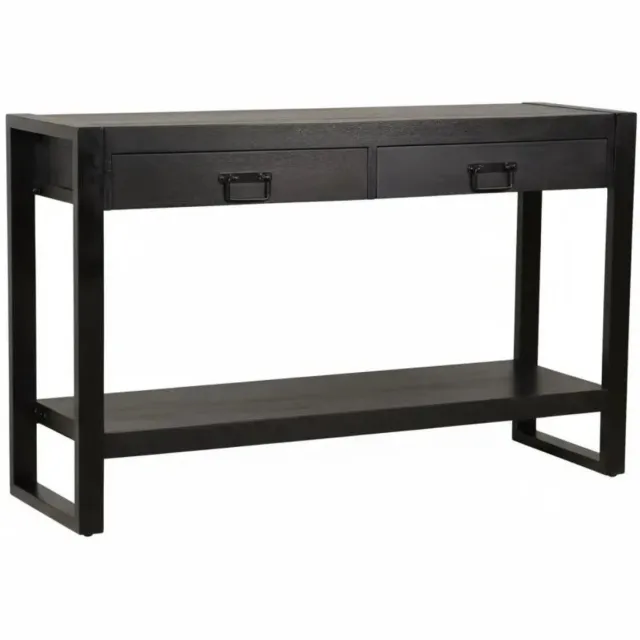 Lizzely Garden & Living Bijzettafel 120cm duurzaam mangohout Vera zwart industrieel side table