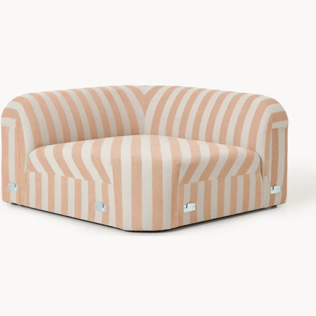 Westwing Collection Ronde gestreepte hoekmodule Wolke Oranje