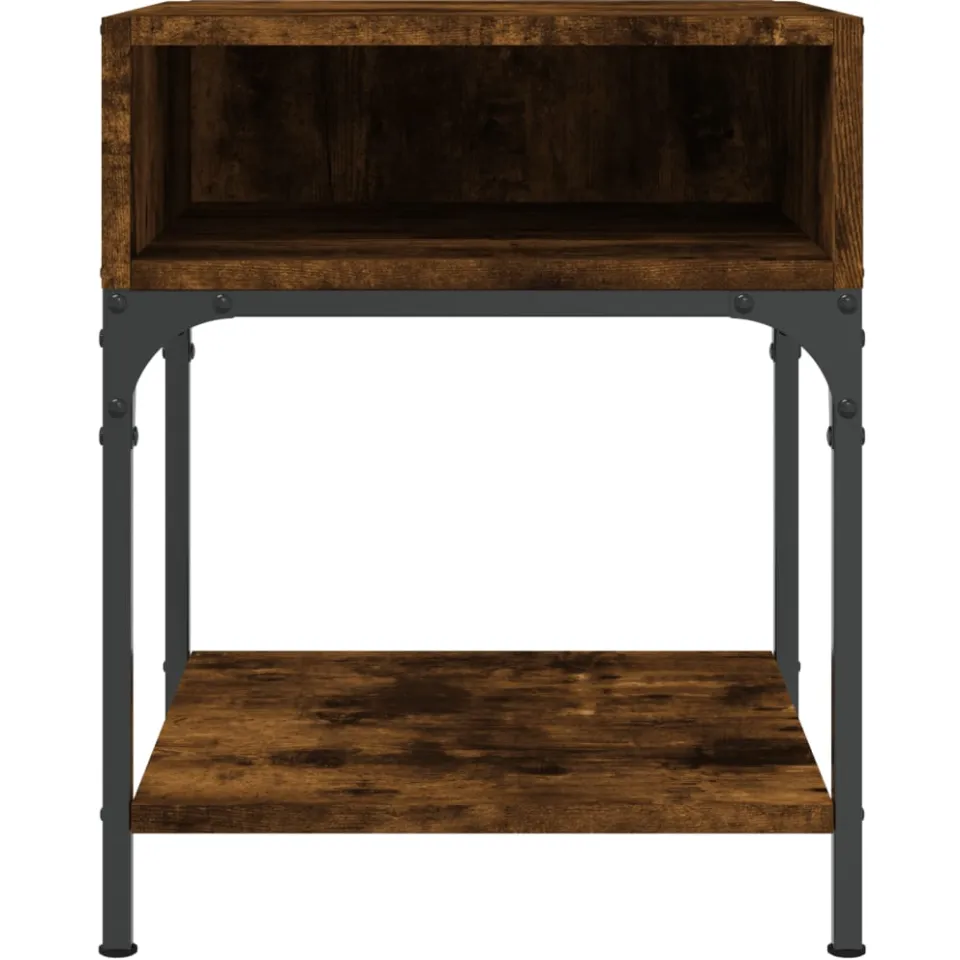 vidaXL Nachtkastje 40x41x50 cm bewerkt hout gerookt eikenkleurig Bruin