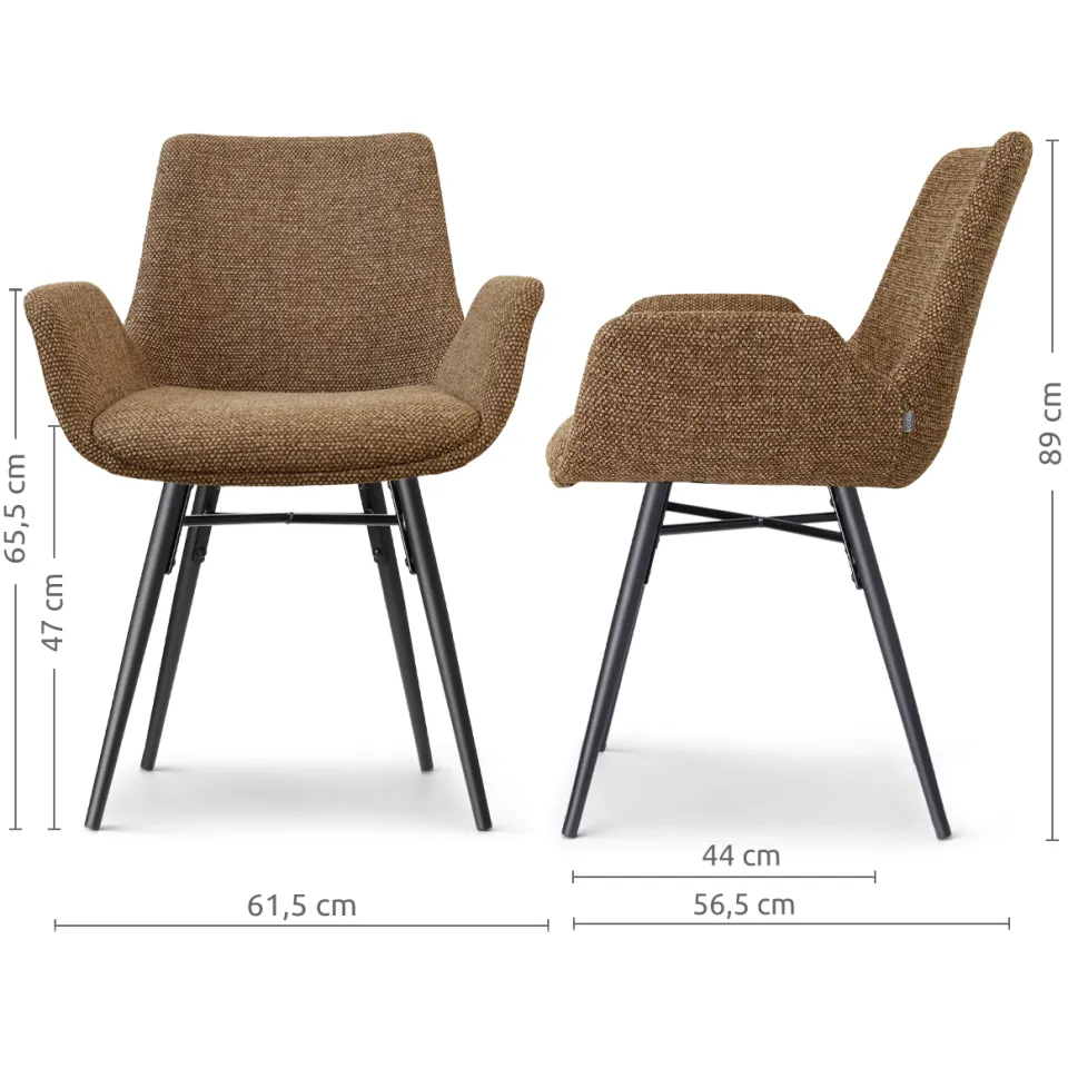 Nolon Nena-Eef eetkamerstoel bruin blend - zwart houten onderstel