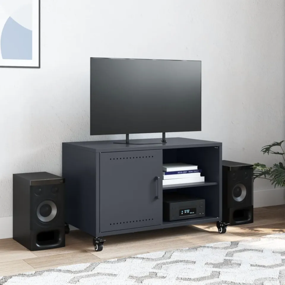 vidaXL Tv-meubel 68x39x43,5 cm staal antracietkleurig, foto 3