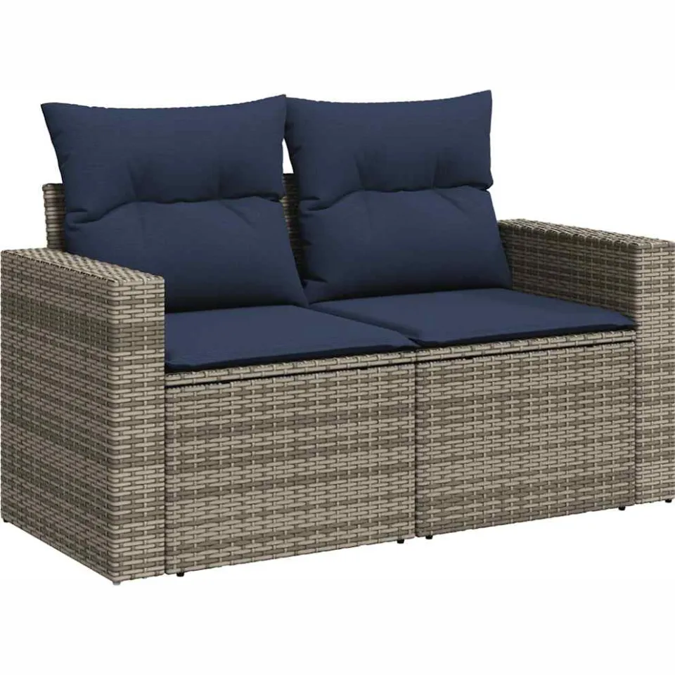 vidaXL 6-delige Loungeset met kussens poly rattan acacia grijs, foto 4
