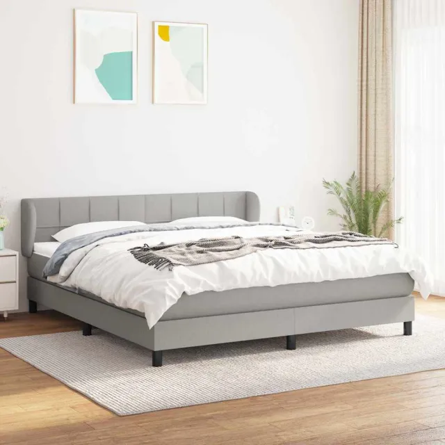 vidaXL Boxspring met matras stof lichtgrijs 160x200 cm grijs