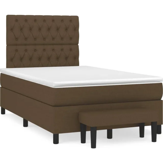 vidaXL Boxspring met matras stof donkerbruin 120x190 cm bruin